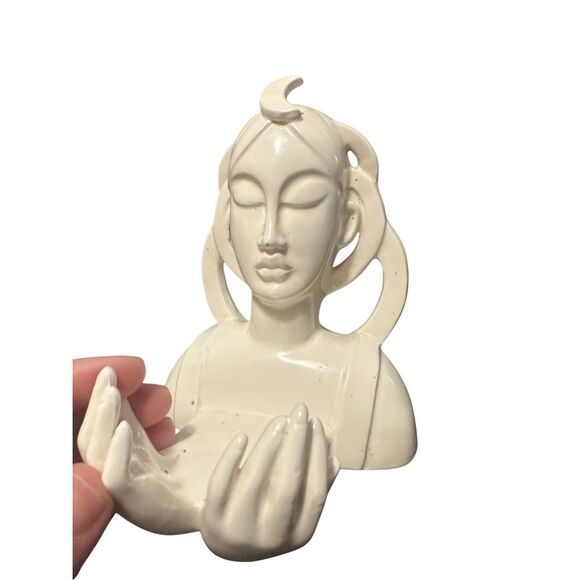 Fitz & Floyd Vintage Art Deco Woman Moon Candle holder Hands Spiritual Ceramic G - Picture 10 of 11